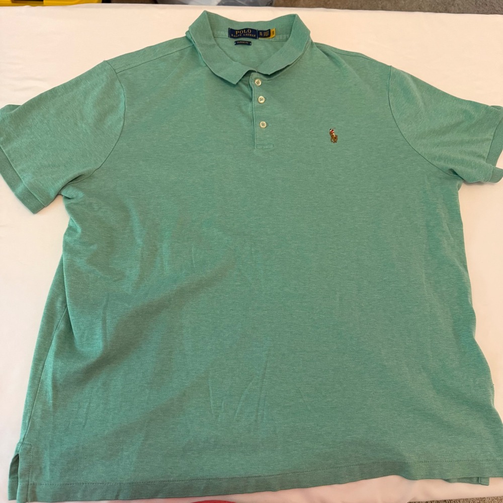 Polo Ralph Lauren Mens XL Classic Fit Short Sleeve Polo Shirt Heather Green
